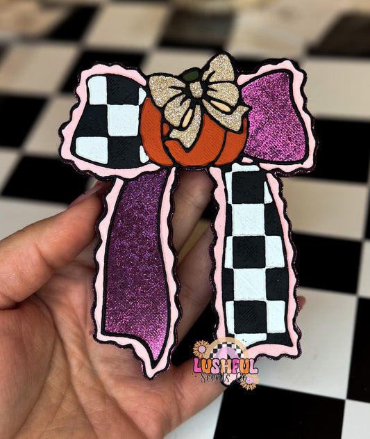 Half Checkered Pumpkin Bow