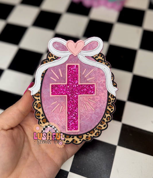 Oval Cross Fram w/ heart bow